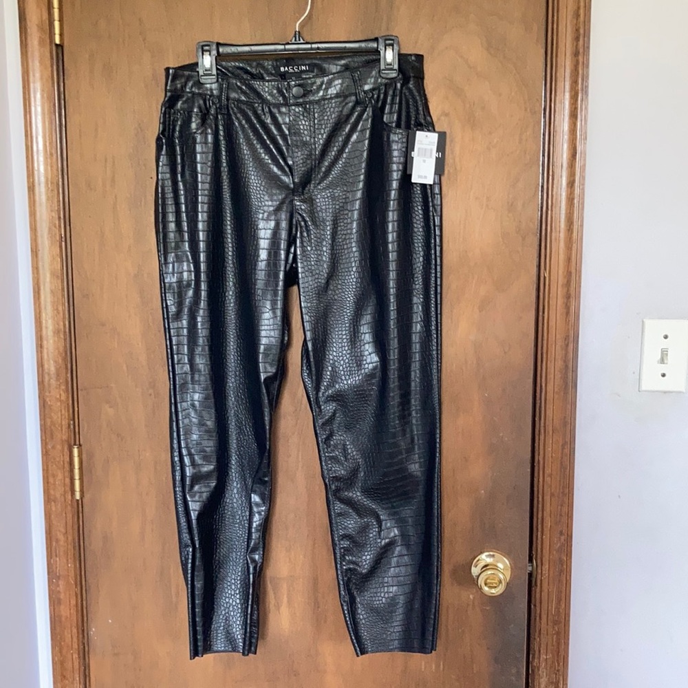 Baccini embossed black beauty pant faux crocodile animal print 12